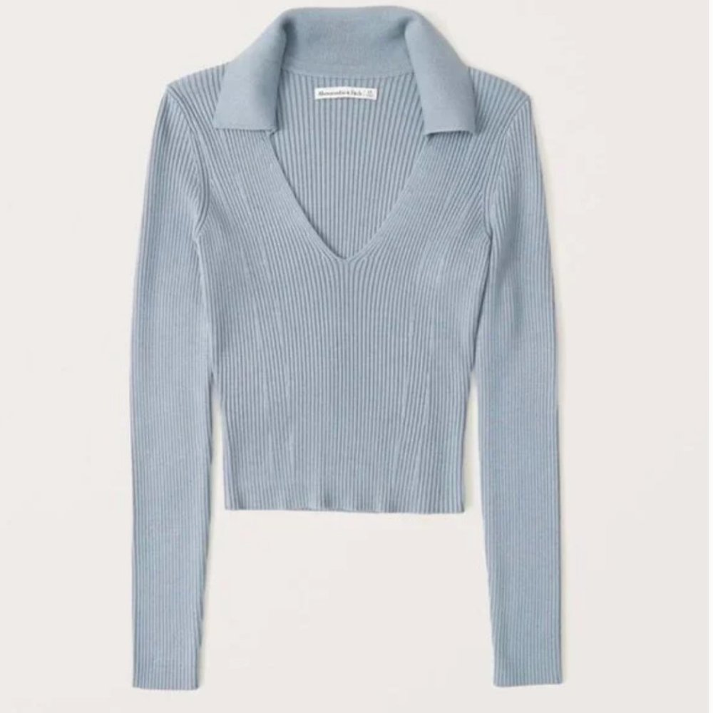 Abercrombie & Fitch Elevated Ribbed Knit Polo, Size Medium